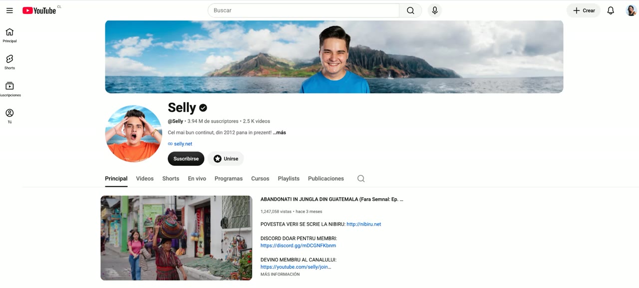 Canal de YouTube de Selly, creador rumano con 3,94 millones de suscriptores
