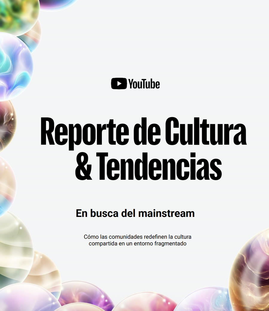Portada del Reporte de Cultura y Tendencias de YouTube 2026, titulado En busca del mainstream