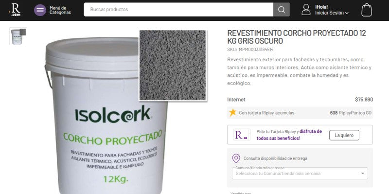 Example product from Isolcork, white paint can with a square next to it showing gray color