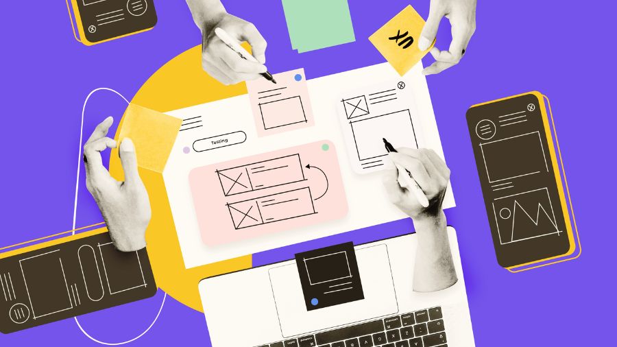 Collage showing elements of UX and CX.