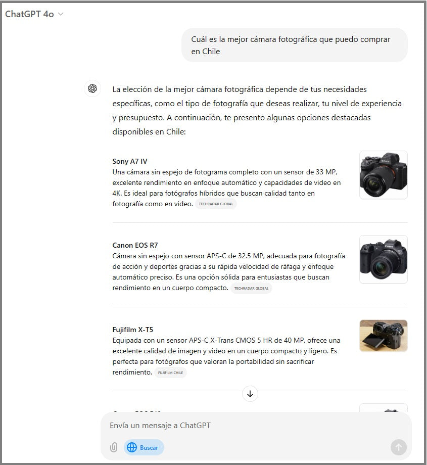 Screenshot of a search with ChatGPT Search