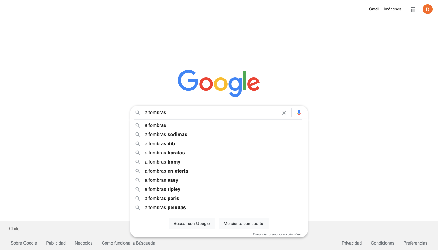 Image of the Google search engine.
