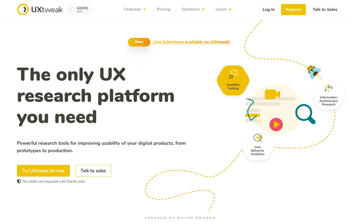 Screenshot of UXtweak website.