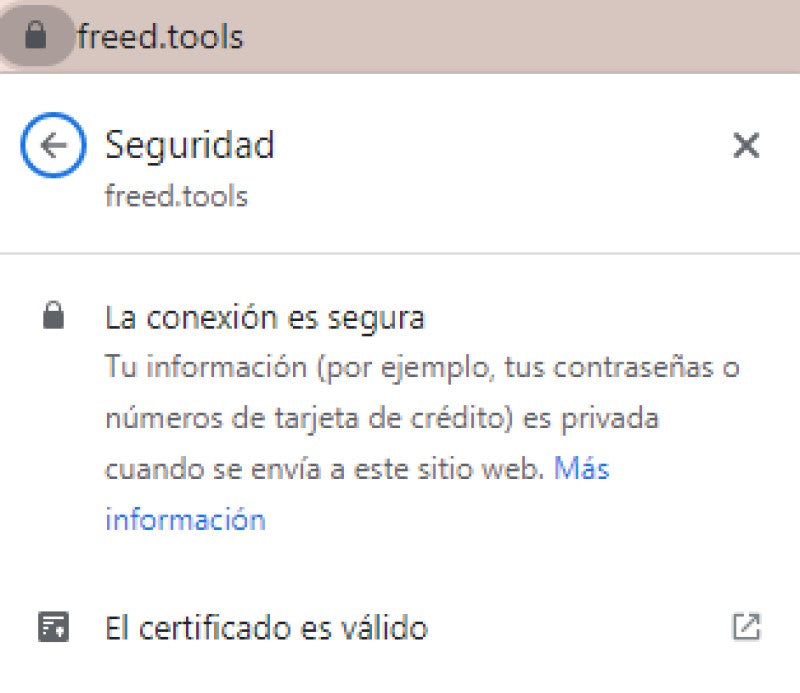Example of web security certificate