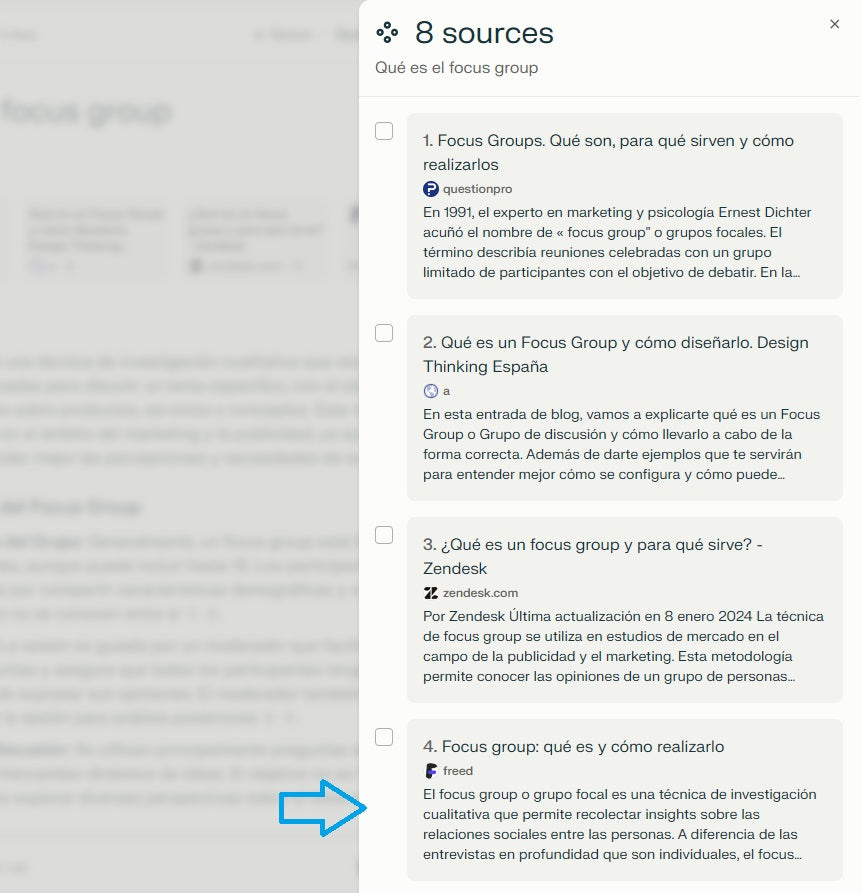 Screenshot of a search result in Perplexity showing a FREED page as a consulted source.
