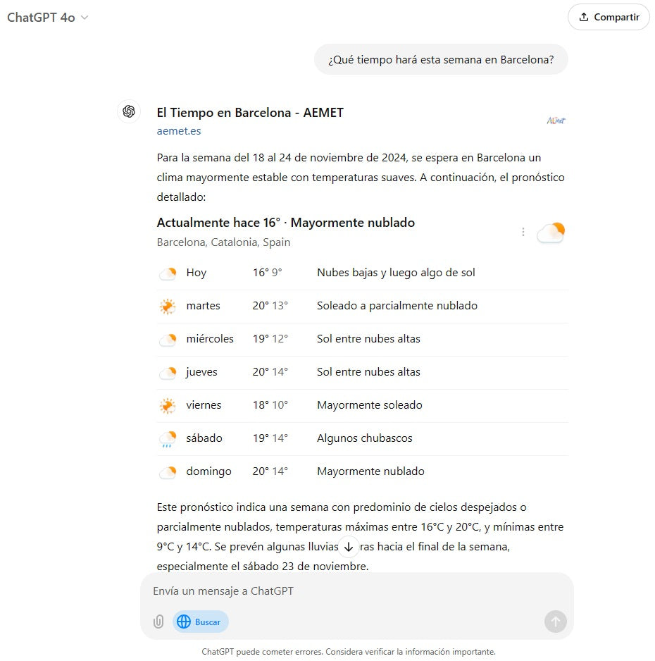 Screenshot of a search with ChatGPT Search