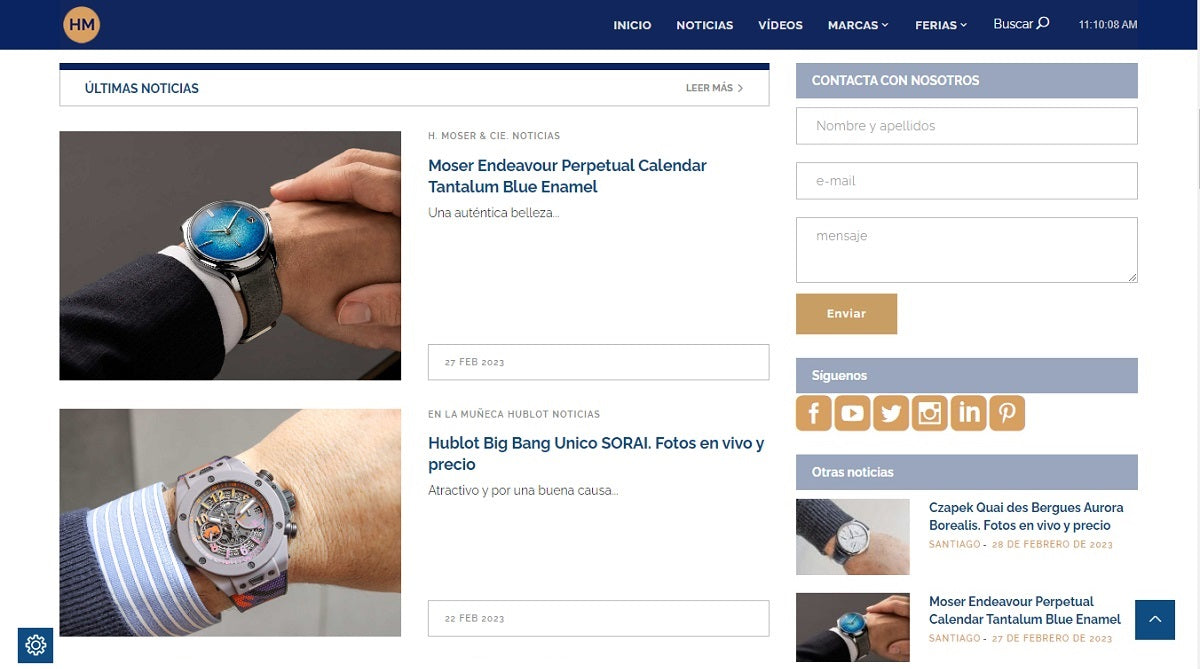 Image of a website that publishes reviews and news from the watch world.