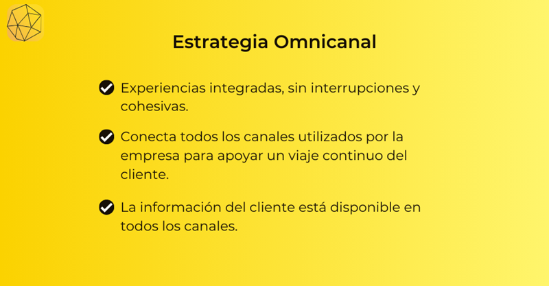 Diagram explaining the omnichannel strategy in three points.