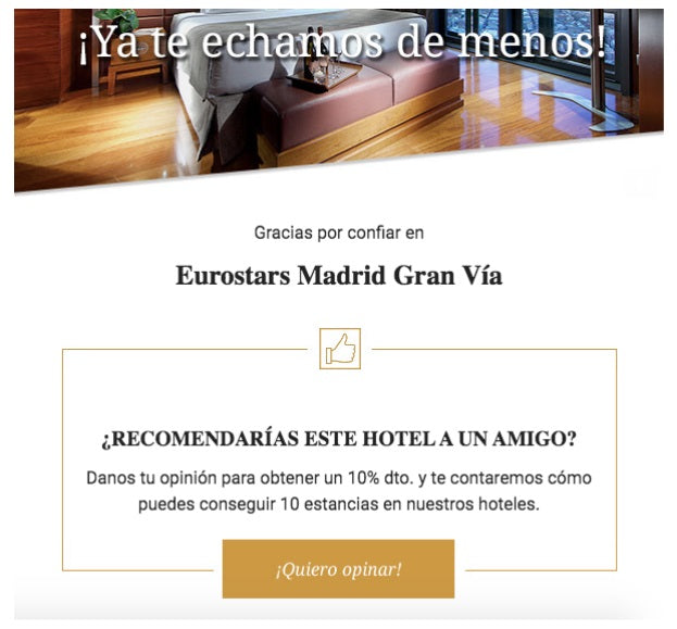 Screenshot of an example of social proof asking a user for their opinion.