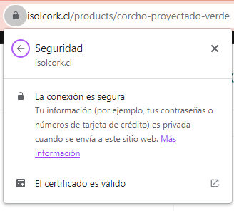 Example of a website with a security certificate.