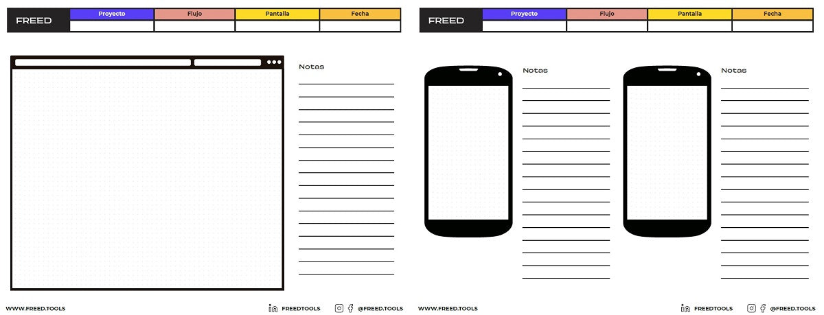 Templates or prototyping pads for paper prototypes.