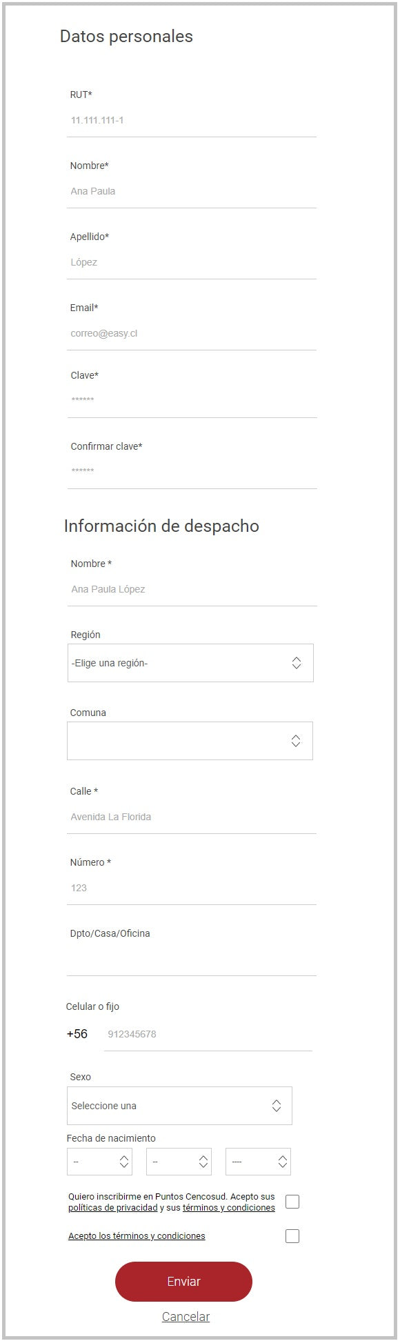 Example of a well-designed form with fields in blocks.