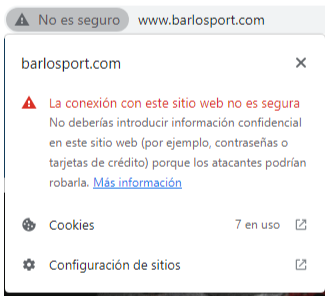 Example of a website without a security certificate.