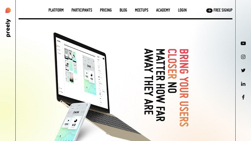 Screenshot of Preely's website.