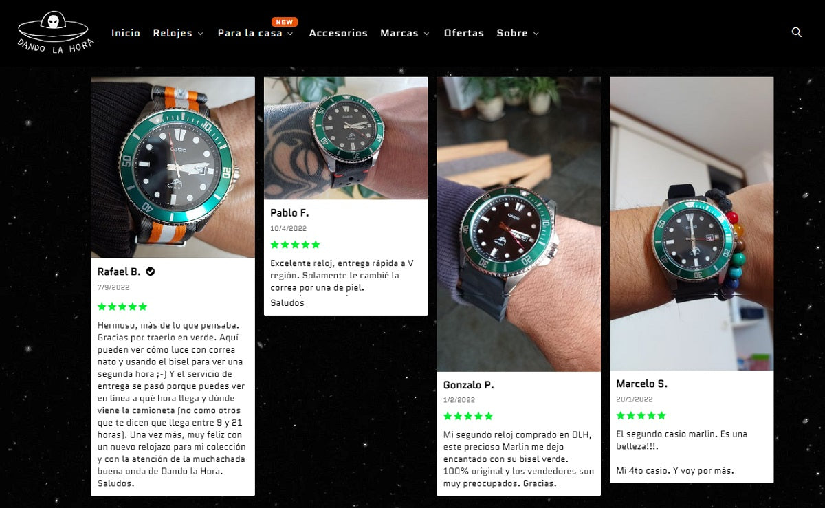 Example of customer reviews from customers who bought a watch from an e-commerce store.