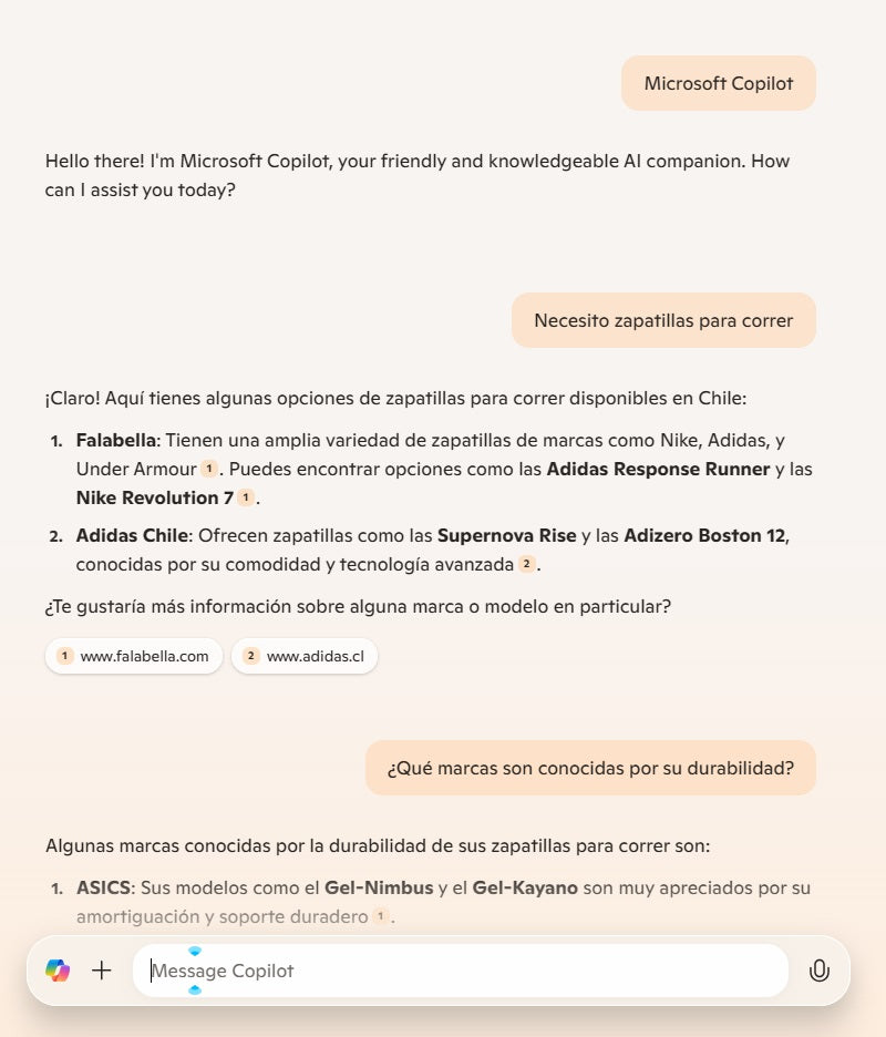 Screenshot of a search in Bing Copilot.