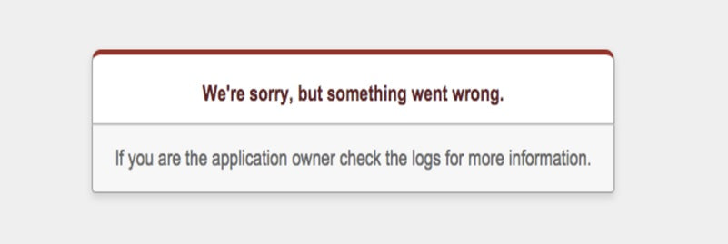 Error message in software.