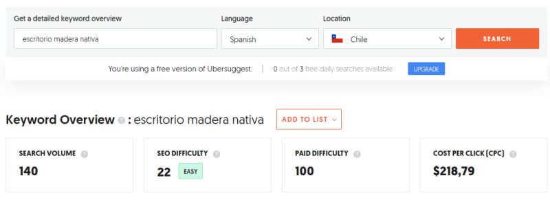 Ubersuggest desktop search example native