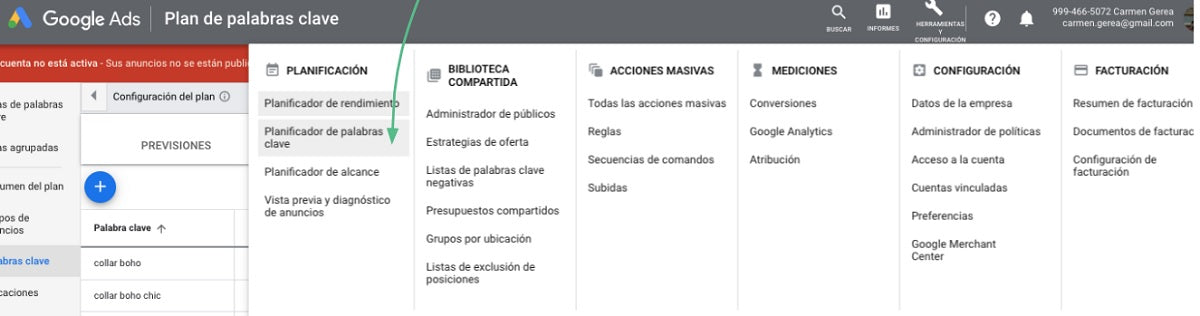 Google Keyword Planner.