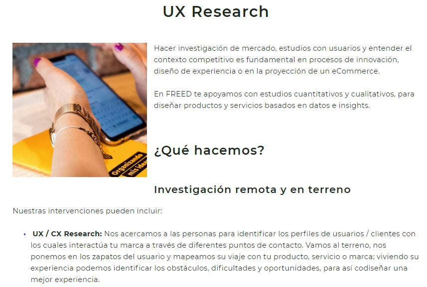 Example of a page that meets usability parameters.