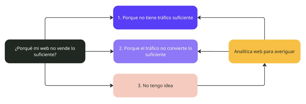 Diagram explaining the 2 reasons and a case of why your website isn't selling enough.