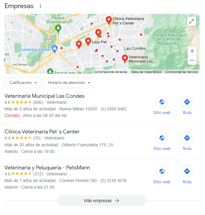 Example of Google Business Profile in a search result.