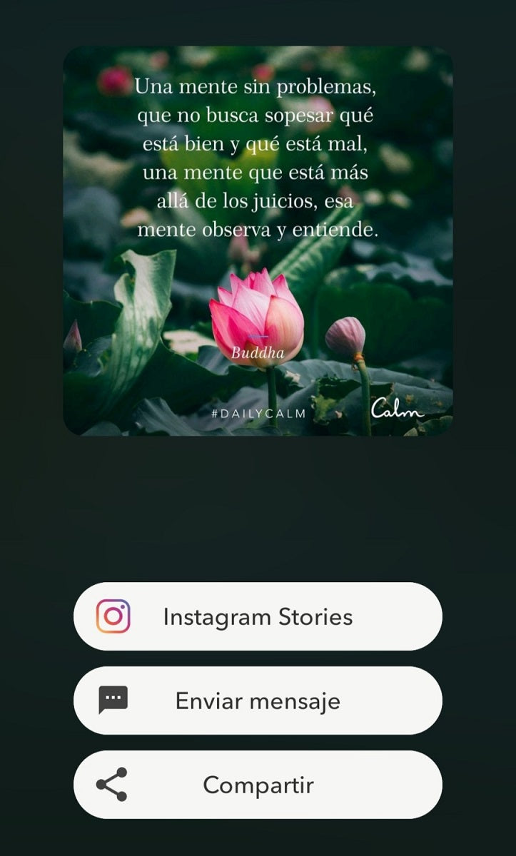 Screenshot of the Calm app showing content to share.