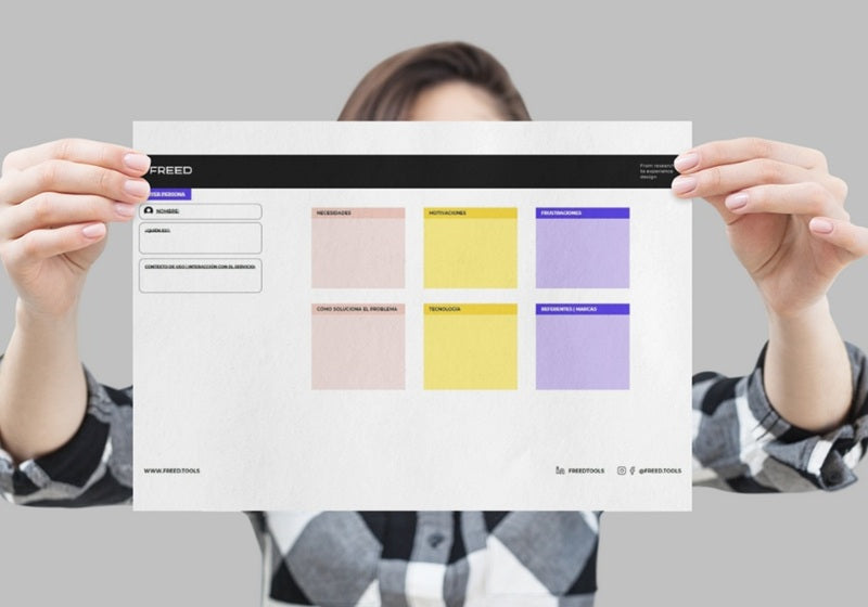A woman holding a Buyer Persona template